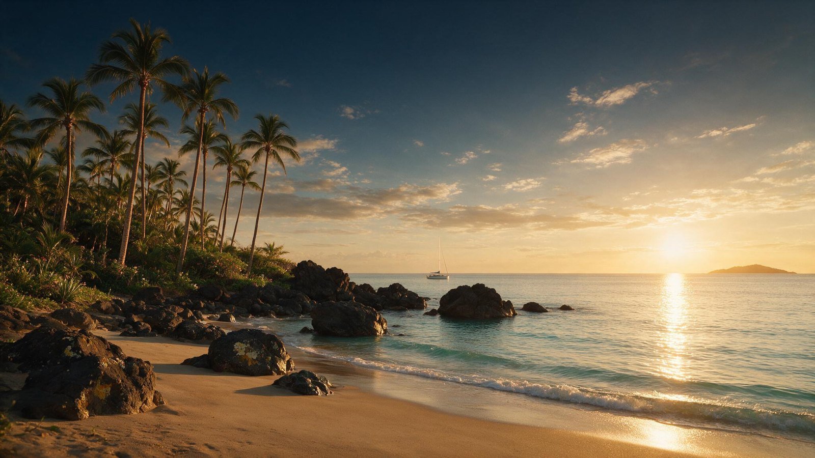 Playa virgen al atardecer en Punta de Mita, Riviera Nayarit